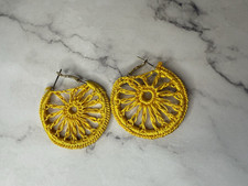 CROCHET EARRINGS For Women Cotton circle Yellow