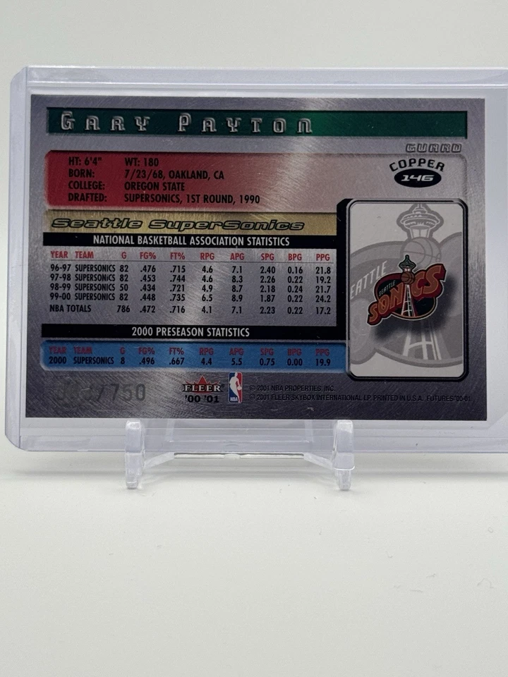 Fleer Futures Copper 2000-01/750 Gary Payton #146 Salón de la fama Foto 4 de 4