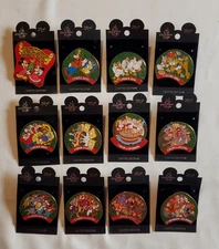 Walt Disney World Holiday 2000 - 12 Days of Christmas Complete Limited Pin Set