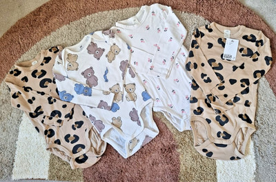 H&M Mädchen Langarm Body Paket x 4, NEU, Mädchenkleidung, 92 cm