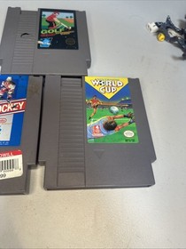 Vintage NES Game Lot Of 3 Golf , Ice Hockey , World Cup