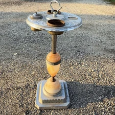 Antique Stand Ashtray Art Deco Smoking Slag Glass Lamp Collectible Americana