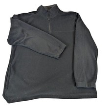 Mens Black Fleece Quarter Zip Pullover Long Sleeve Casual Top Pockets Cozy LG