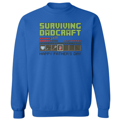Surviving Dadcraft Pixel Game Happy Fathers Day Unisex Crewneck Sweatshirt
