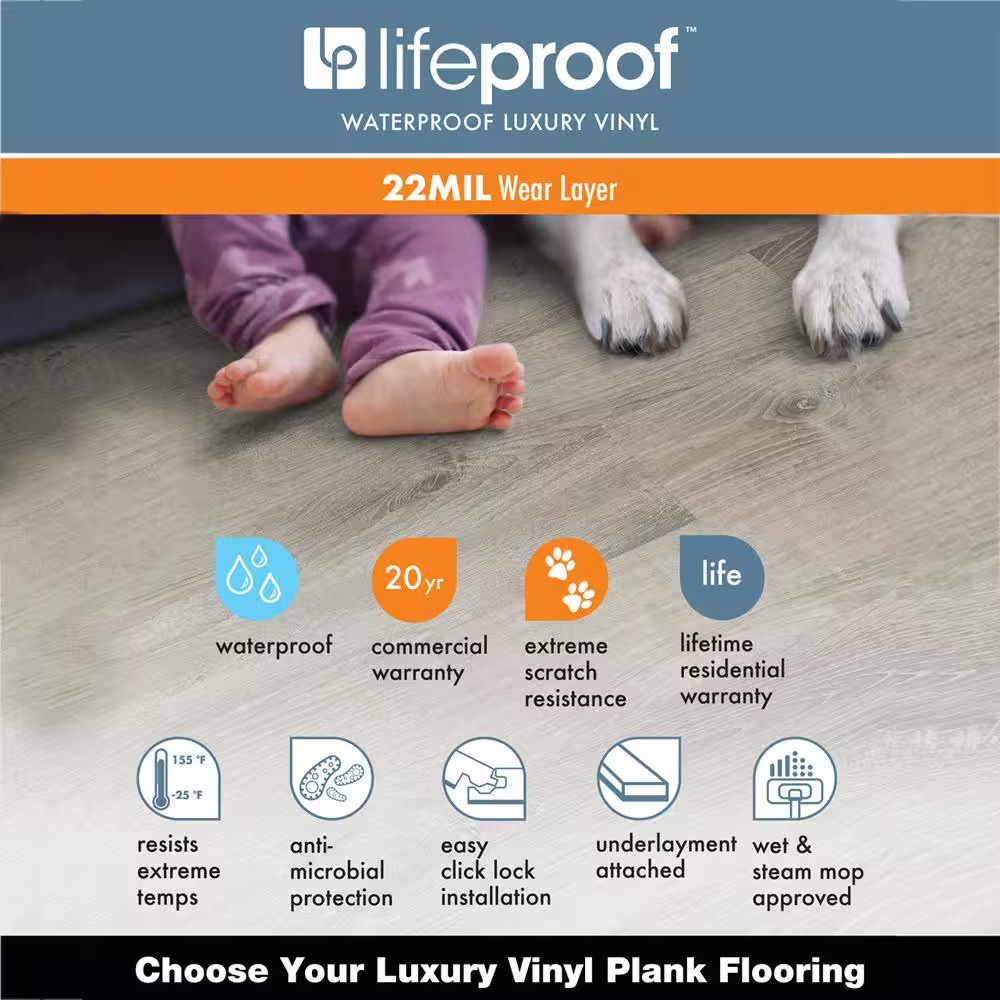 Lifeproof Vinyl Plank Flooring Waterproof Bradbury Hill Wood (18.7-Sq.-Ft./Case)