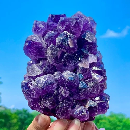 1.26LB Natural Amethyst geode quartz cluster crystal specimen Healing