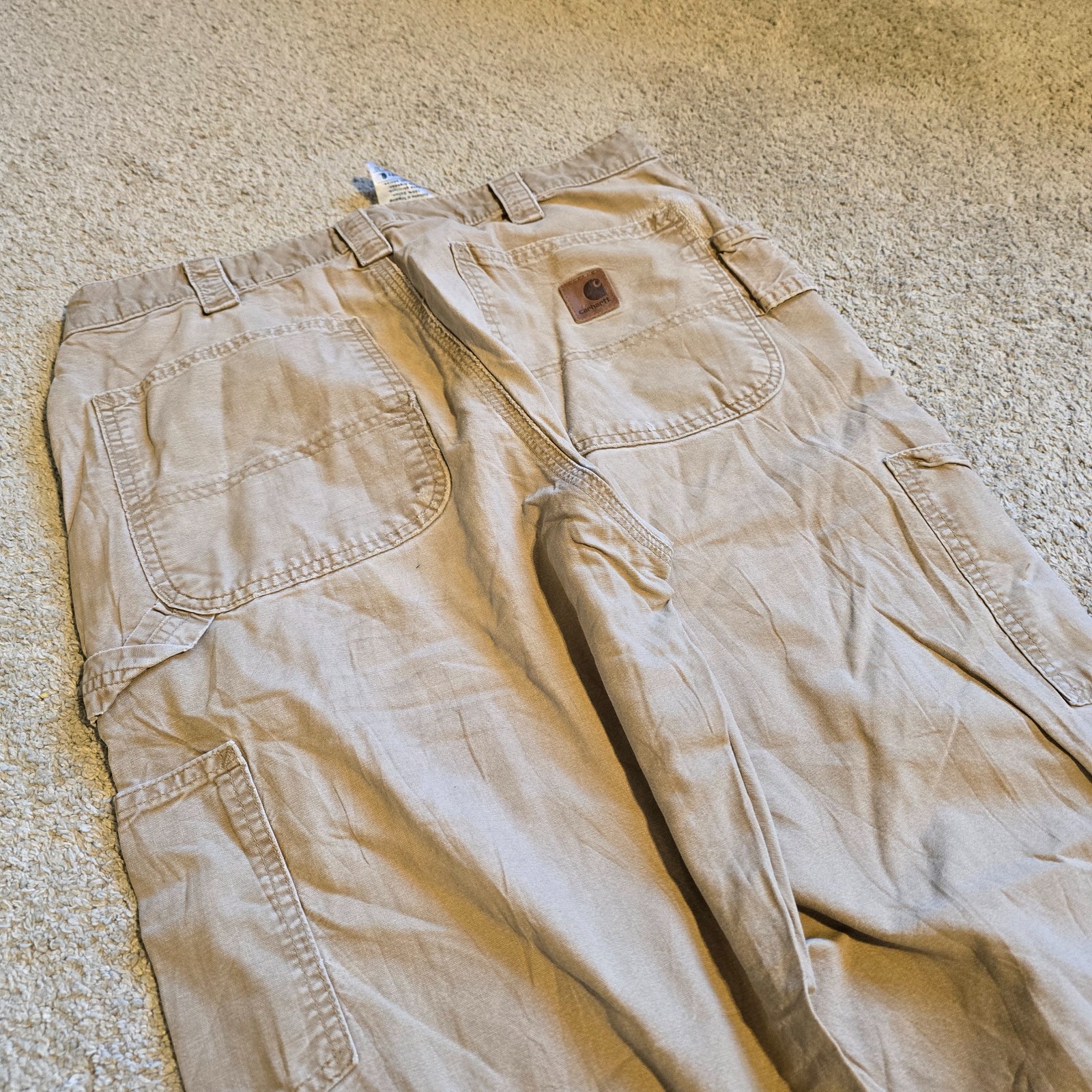 Carhartt Men's 33 x 30 Pants Brown Carpenter Loose Work Dungaree Fit B151 DKH image 3