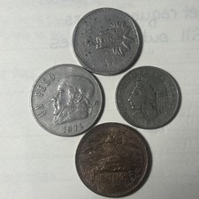 4 Estados Unidos Mexicanos Coins: 20 Centavos; Un Peso; 5$; Cincuenta Centavos