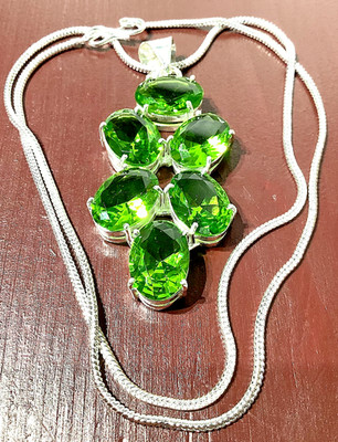 P E R I D O T EDELSTEIN 925 Sterlingsilber Schmuck ANHÄNGER HANDGEFERT. M.KETTE
