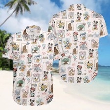 Vintage Mickey Disneyworld Button Shirt, Retro Mickey And Friends Hawaiian Shirt