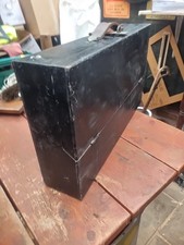 Wooden carpenters toolbox leather handle