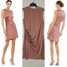 Mac Duggal 556971 Mauve Rhinestone Collar Draped Charmeuse Mini Dress