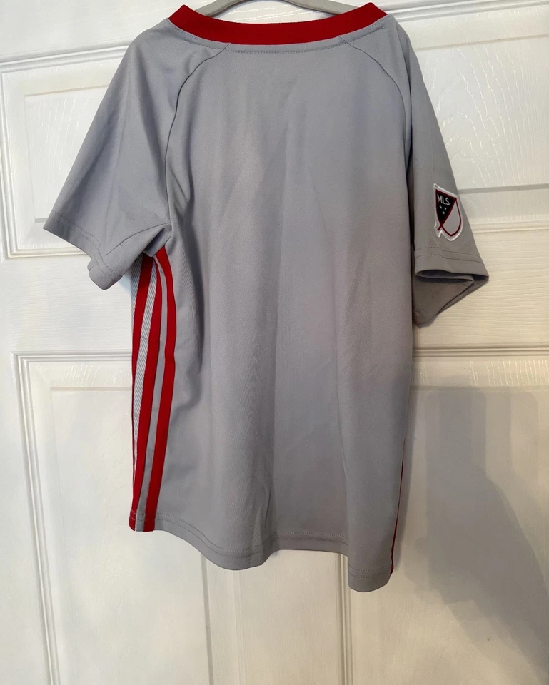 Red Bull Adidas Aeroready MLS New York Soccer Jersey Gray Kids Large 7 - Image 3 of 4