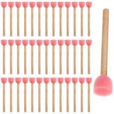 40 Pack Round Sponge Foam Brush 0.6'' Paint Wooden Handle Pink
