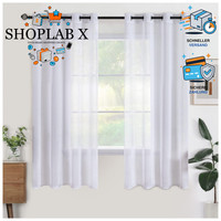 Voile Kurz Gardinen VorhäNge ÖSen 2Er 140X160Cm Weiß FüR Fenster Deko