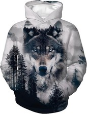 Wolf Forest 3D Print Hoodie Pullover Sweatshirt Unisex Animal Graphic Outfit