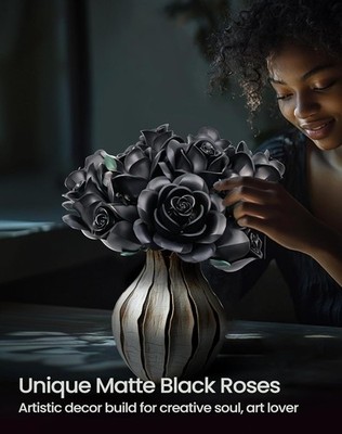 iATOM Black Rose Bouquet Building Set, Compatible with Lego