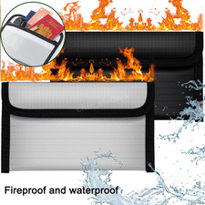 Fireproof Document Bag Safe Money Wallet 2200℉ Cash Pouch Waterproof Cash Box