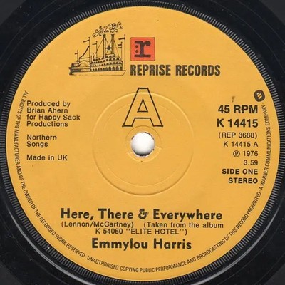 Emmylou Harris Here, There & Everywhere Vinyl Single 7inch Reprise Records