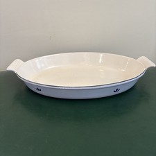 DRU Blue Tulip Enamel Cast Iron Casserole Baking Dish 36 Holland 14” Oval EUC