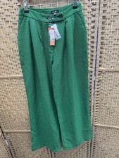 Nasty Gal Wide Leg Green and Black Checked Trousers Size 6 Bnwt 