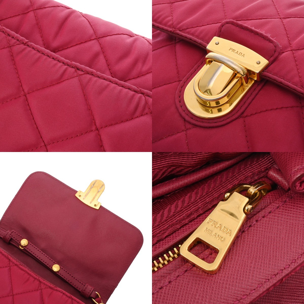 PRADA Chain Shoulder Bag Pink Nylon — image 8