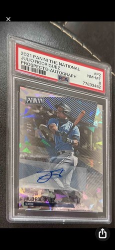 Panini 2021 Julio Rodriguez RC Auto Stardust /5 PSA 8 #P2