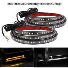 Barra de tira DRL de señal de giro blanca ámbar luz LED estribo lateral estribo 2 piezas