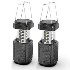 2 Pack Camping Lantern 5000mAh Solar Hand Crank Telescopic LED Flashlight USB...