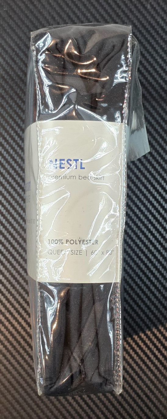 Nestl Queen 60”x80” Bed Skirt Black 14” Tailored Drop