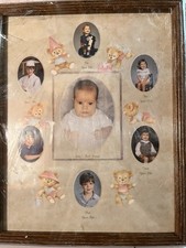 Vintage Baby Collage Picture Frame Teddy Bear First Year to Six Years 11x14 NEW