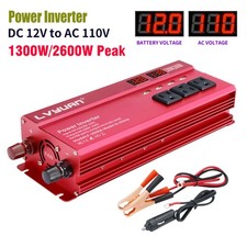 2000W Peak 1000W Power Inverter 12V to 110V Car Converter 4USB Charger RV Red