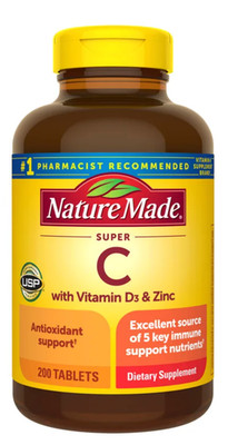 Nature Made Super C 200 Tablets Vitamin D3 Zinc Immune Support
