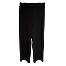 Adidas Womens High Waisted Wide Leg Track Pants Black Zip Pocket M Blokecore