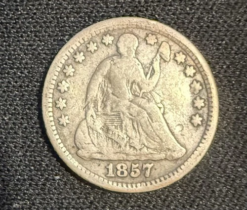 1857 Seated Liberty Half Dime Silver Philadelphia US Coin VG