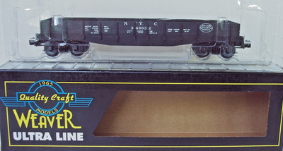 WEAVER  O SCALE 40' WOOD SIDE GONDOLA NYC NEW YORK CENTRAL 3  RAIL NOS
