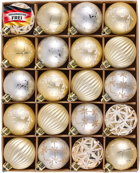 Valery Madelyn Weihnachtskugeln 20 StüCke 5Cm Christbaumkugeln Kunststoff Weihna-image