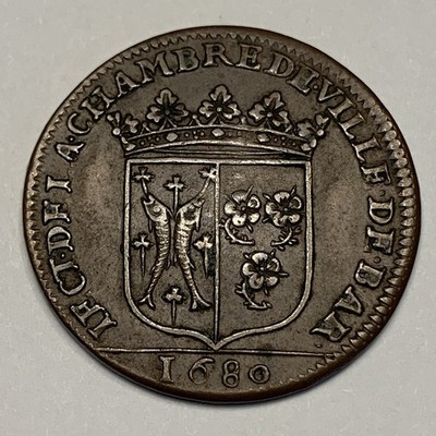 1680 Coin – Lorraine Bar City Chamber Jeton – 1600s French Token