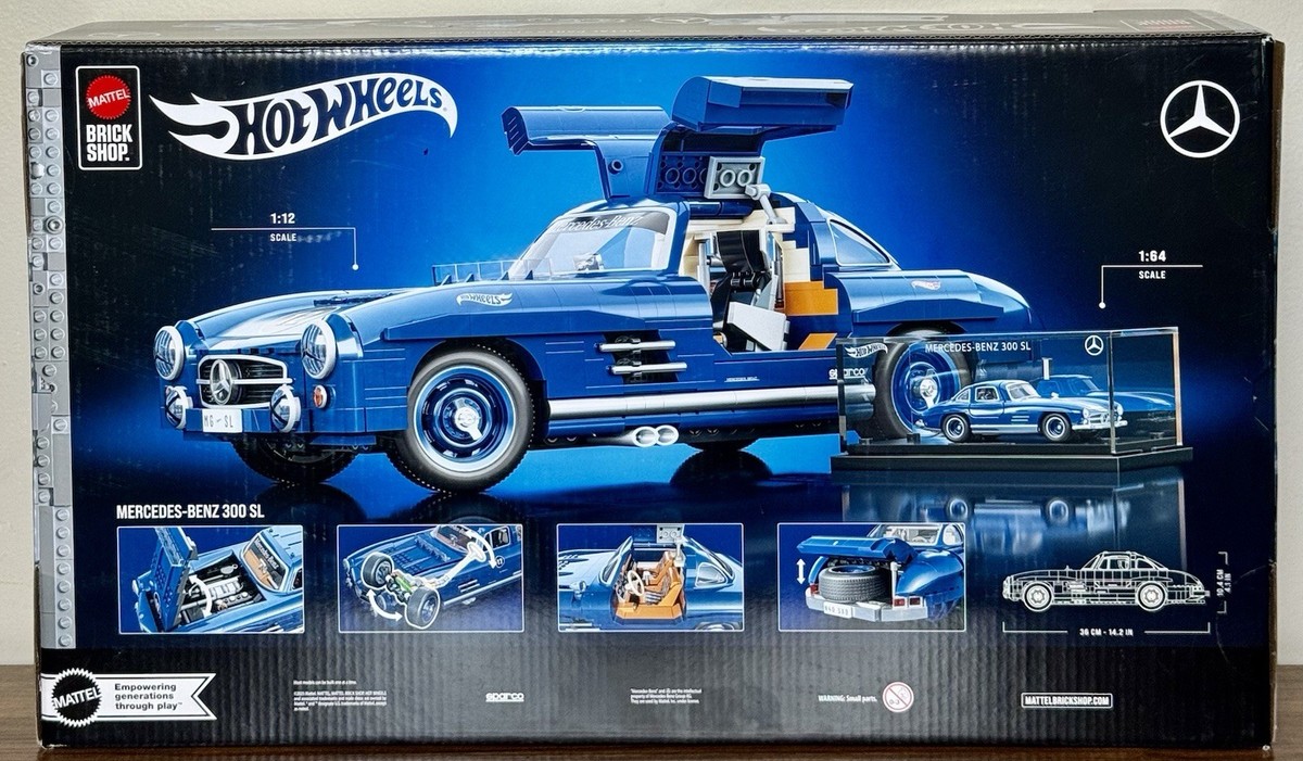 New Mattel Brick Shop Hot Wheels Mercedes-Benz 300 SL Building Set