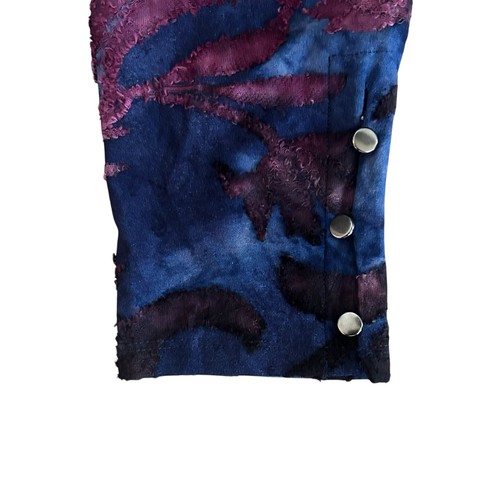 Investments Women’s Blouse Top Purple Blue Mock Neck Textured Long Sleeve Small - Picture 6 of 11