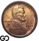 1912-S Indian Head Cent Penny, Red Brown, Key Date In MS, Obv Die Breaks!