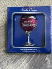 Regent Square Studio Design Red Wine In Silver Glass 2023 Collectible Ornament