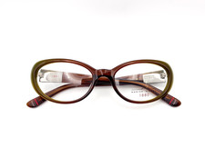 Vintage 1990s Marius Morel Oval Cat Eye Eyeglasses  Olive Amber Acetate Frames