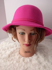 Vintage Fuchsia Gatsby Cloche Hat Pink Bow Church Derby Easter Dress Hat
