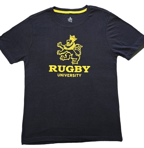 Rugby University Men's T-shirt Navy Blue/Yellow Medium Size. | eBay