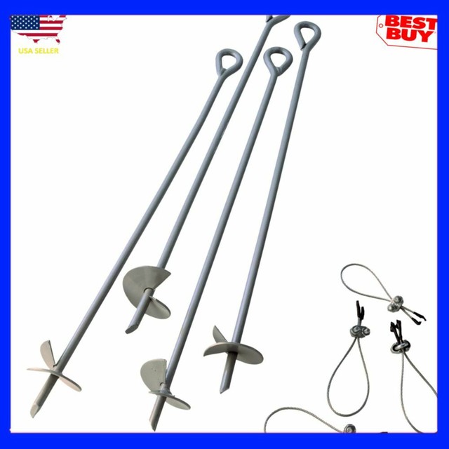 Anchors Set Kit Rod Tie Down Camping Shelter Augers Tent Canopy Shed