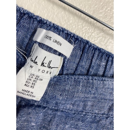 Nicole Miller Linen Wide leg Pants Womens size XS Blue Lagenlook Beach Vacation - Picture 4 of 14