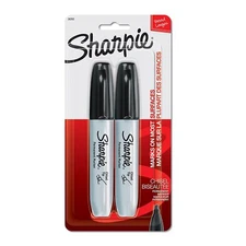 NEW Sharpie 2 Black Chisel Tip Permanent Markers