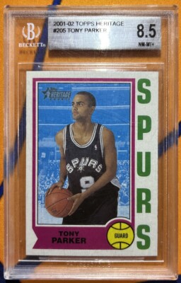 2001 Topps Heritage Basketball Tony Parker Rc San Antonio Spurs Beckett Rookie