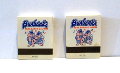 Vintage Burbank's BBQ Ribs~Blues Brother Pigs~Matchbooks~Two Count
